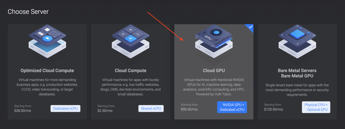 selecting cloud GPU server